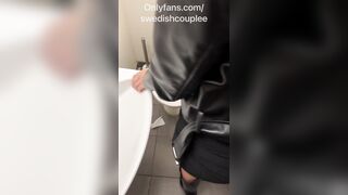 Blond hotty banged loud in public washroom
