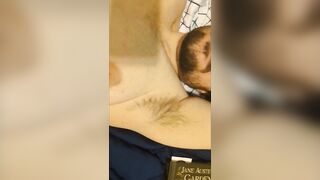 Ftm shows off hirsute body and cums