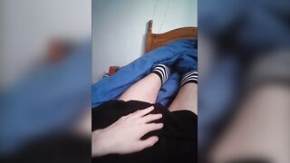 soft femmeboy explodes in haunch highs and petticoat
