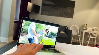 Sexy stepsister caught me watching PORN with her, drilled her in a constricted snatch