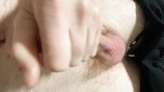My buddy showed up twenty minutes early and I needed to cum so I pulled out my shlong and stroked in front of my buddy