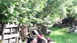 Lesbian party in village with 5 mature moms