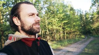 TimeFrog Music & Selflove. VANLIFE in the German forest. Solo Hunk on the Piano, Anal, Edging, Large Rod Masturbation