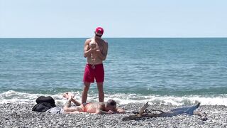 Great screwing after swimming. Kit Belove quickly cums in Falcon Al butt right on the beach