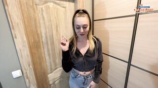 "I can pay the delivery stud with sex" - Courier Screwed a Marvelous Beauty Slut with Lengthy Hair