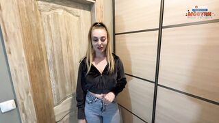 "I can pay the delivery stud with sex" - Courier Screwed a Marvelous Beauty Slut with Lengthy Hair