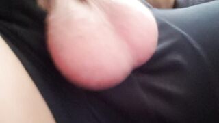 BOUNCING LARGE FULL BALLS PREVIOUS TO WANK SESSION