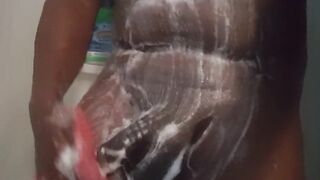 Corpulent cock in shower
