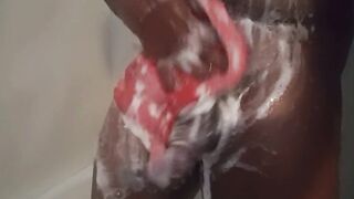 Corpulent cock in shower