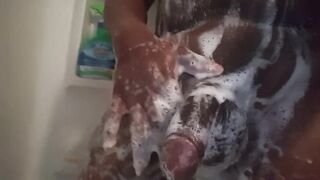 Corpulent cock in shower