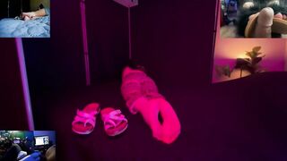 Prepping for episode shoot with foot model background noise raw footage