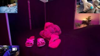 Prepping for episode shoot with foot model background noise raw footage