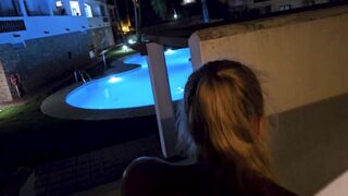 Fingering butt on balcony to let him in!