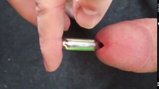 Virgin tries sounding with a 12mm urethral sound