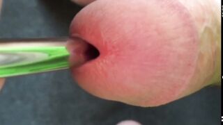 Virgin tries sounding with a 12mm urethral sound