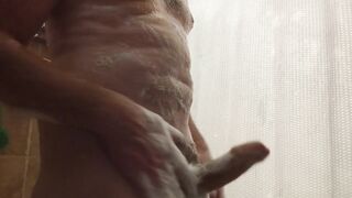 Playing with my thick weenie in the shower