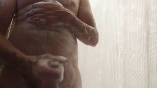 Playing with my thick weenie in the shower
