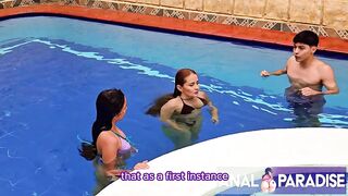 SWIMMING TUTOR HAS A TRIO SCREWING EMMA ANTURIN AND KATHY LEE IN THE BOOTY AFTER THEIR 1ST CLASS.