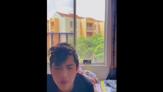 Shaved twink sucks his str8 weenie and screws his butt when his family is not at home