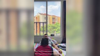 Shaved twink sucks his str8 weenie and screws his butt when his family is not at home