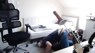 Homo Dom made me eat my cum after using a banging-machine to pound my booty and mouth