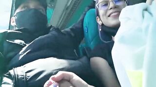 Fellatio and screwing with creampie in public service bus - BlakeProductions