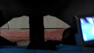 Zicken cunt squirt riding on large Ebony Sex toy