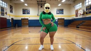 Tiny Large Booty Schoolgirl Working Out in Green Sports Uniform