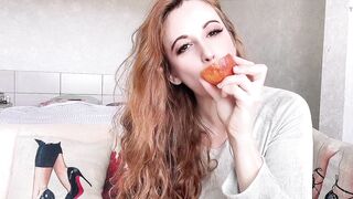 Palatable Orange Suck - Playful Tongue Tricks & Wet Mess!