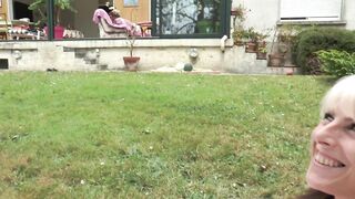The Aged Chicks Are Masturbating Every Other and Satisfying Themselves with Dildos in the Garden.