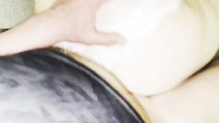 My Stepmom in White Lace Pants Out of Taking 'em off. Cum on the Back.