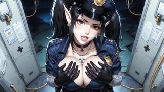 Hentai Cute Police Officer Showing Melons, Ai Animation