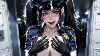 Hentai Cute Police Officer Showing Melons, Ai Animation