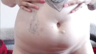massage of stomach and boobs with lotion