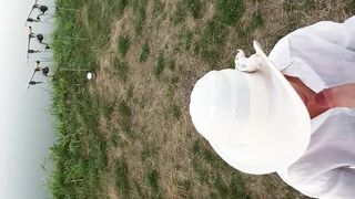 POV Outdoor Blow job on fishing from s - Nature Oral-sex