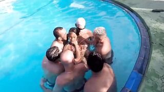 Group sex with the Sluttiest Married Woman in Floripa, 7 Dudes Screwing Her Shaggy.