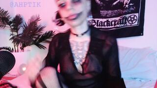spooky bitch blow job enjoyment with sex toy