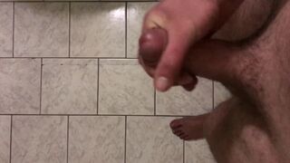 Spurting cum on the bathroom tiles