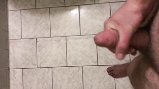 Spurting cum on the bathroom tiles