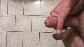 Spurting cum on the bathroom tiles