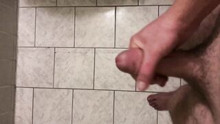 Spurting cum on the bathroom tiles