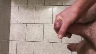 Spurting cum on the bathroom tiles