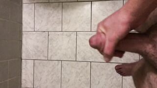 Spurting cum on the bathroom tiles