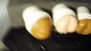 Screwing three Fleshlights Cumming Twice!