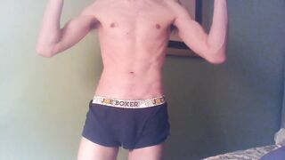 Large ramrod fit guy jerking and flexing