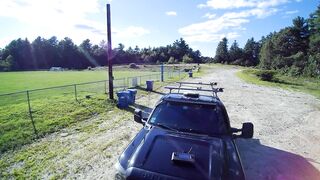 Playing with shlong on truck hood