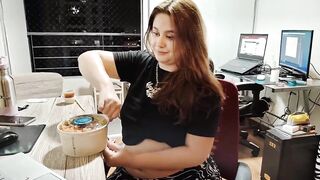 Nicole's Biggest Takeout Stuffing - Abdomen & Butt Tease