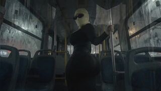 Small Large Booty Cutie Twerking in Taut Ebony Leggings on the Bus