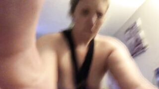 Teen bangs hard knob and screams