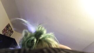 Teen bangs hard knob and screams